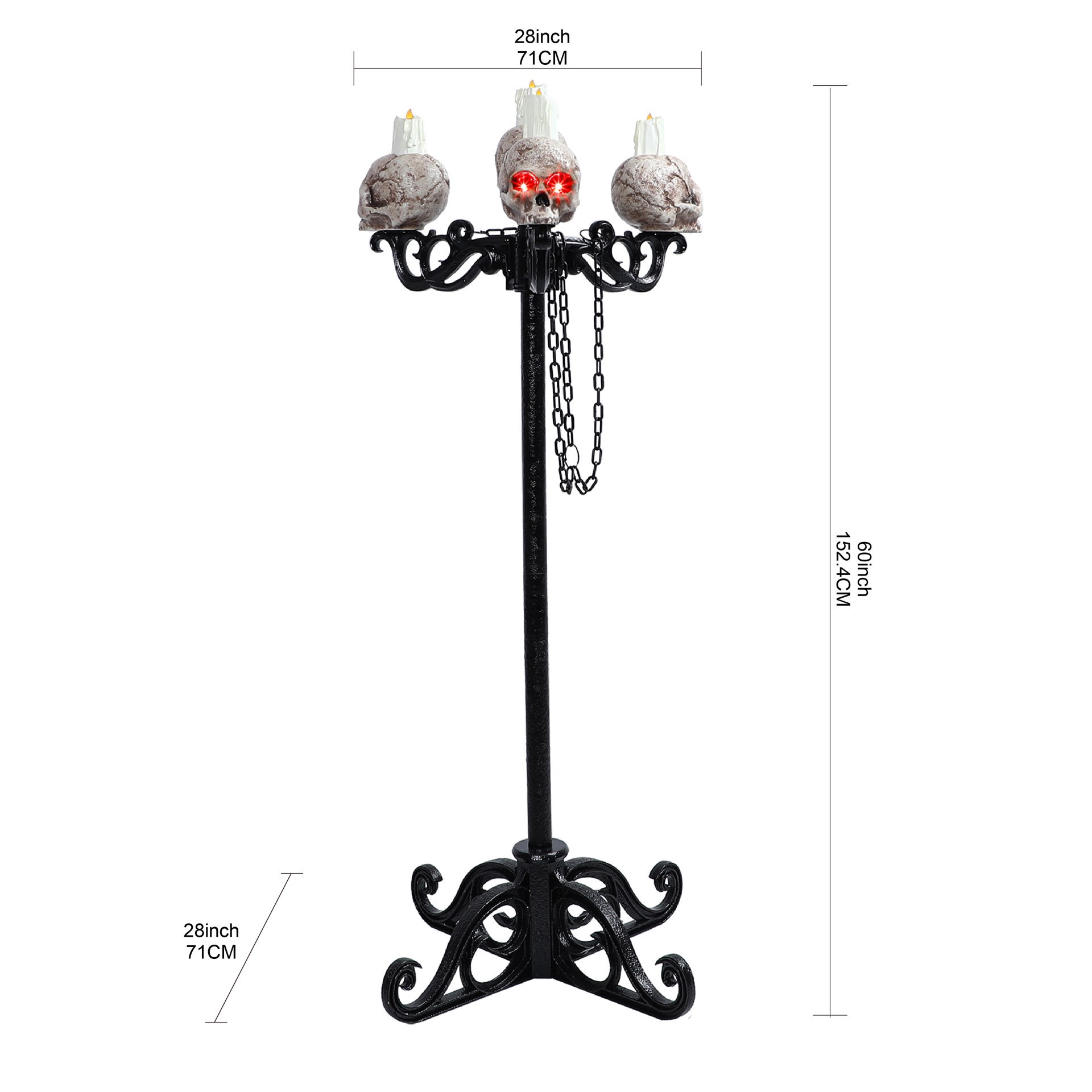 slide 5 of 7, 3-In-1 Lighted Skull Candelabra By Ashland, 5 ft