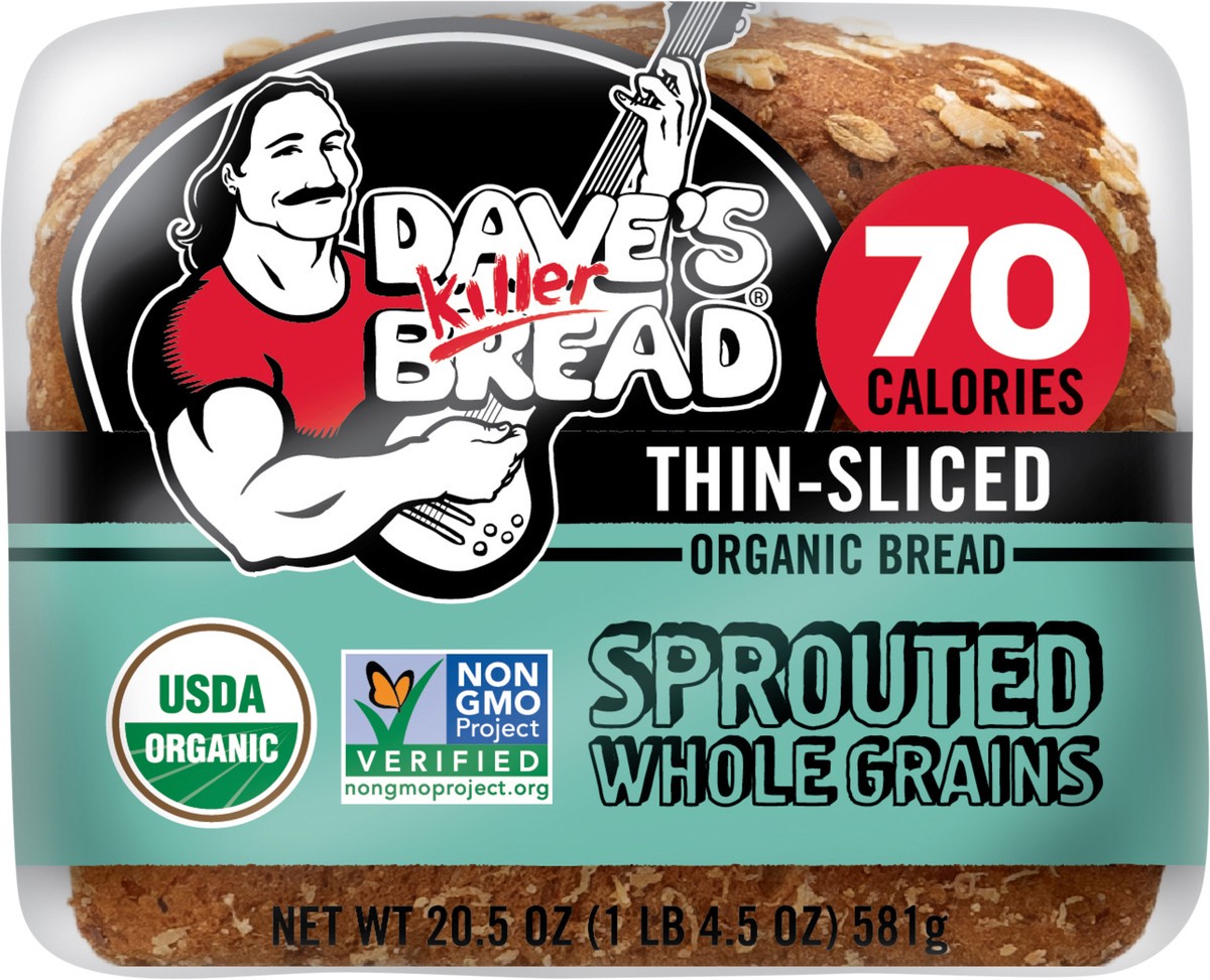 slide 5 of 15, Dave's Killer Bread Bread, Organic, Sprouted Whole Grains, Thin-Sliced, 20.5 oz