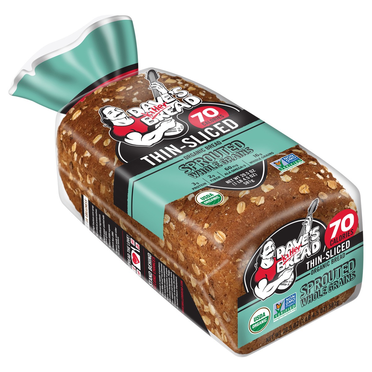 slide 4 of 15, Dave's Killer Bread Bread, Organic, Sprouted Whole Grains, Thin-Sliced, 20.5 oz