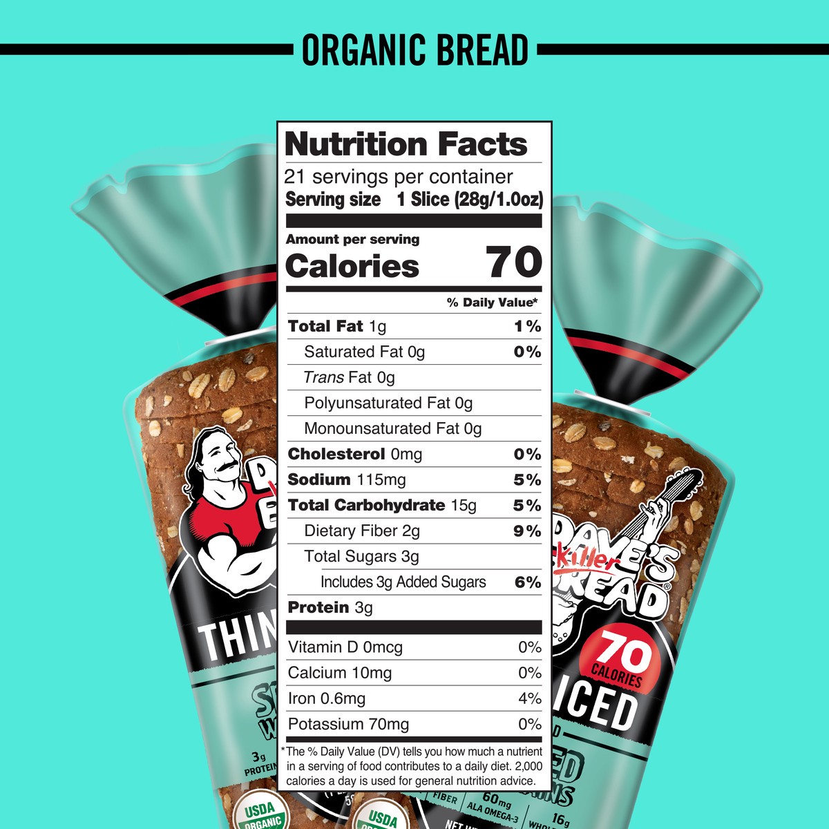 slide 8 of 15, Dave's Killer Bread Bread, Organic, Sprouted Whole Grains, Thin-Sliced, 20.5 oz