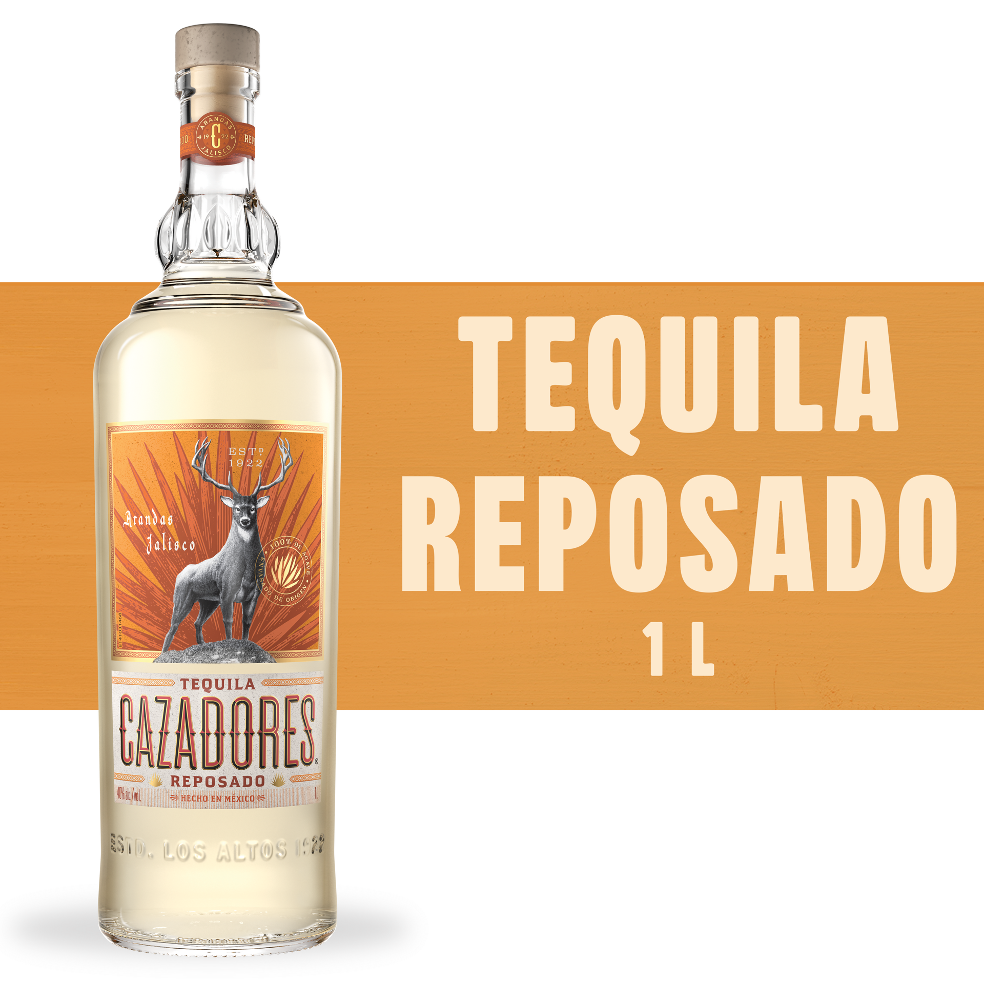 slide 1 of 5, Cazadores Tequila Cazadores Reposado 40% 100Cl/1L, 1 l