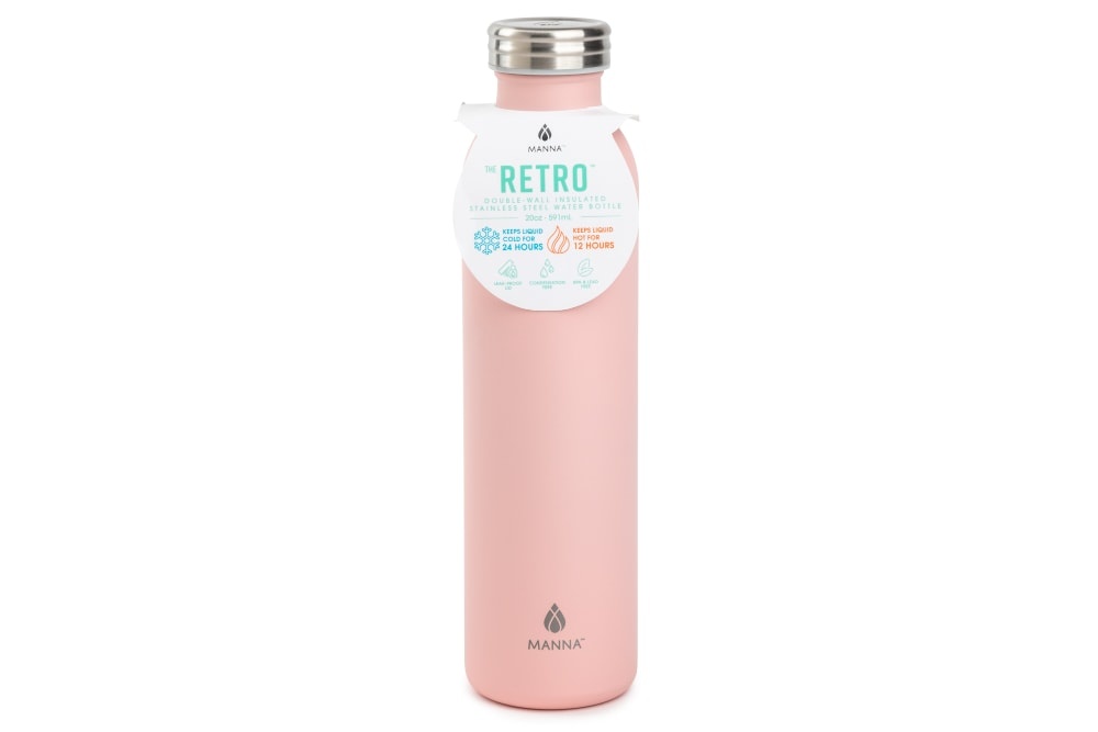 slide 1 of 1, Manna Retro Water Bottle - Pale Pink, 20 oz