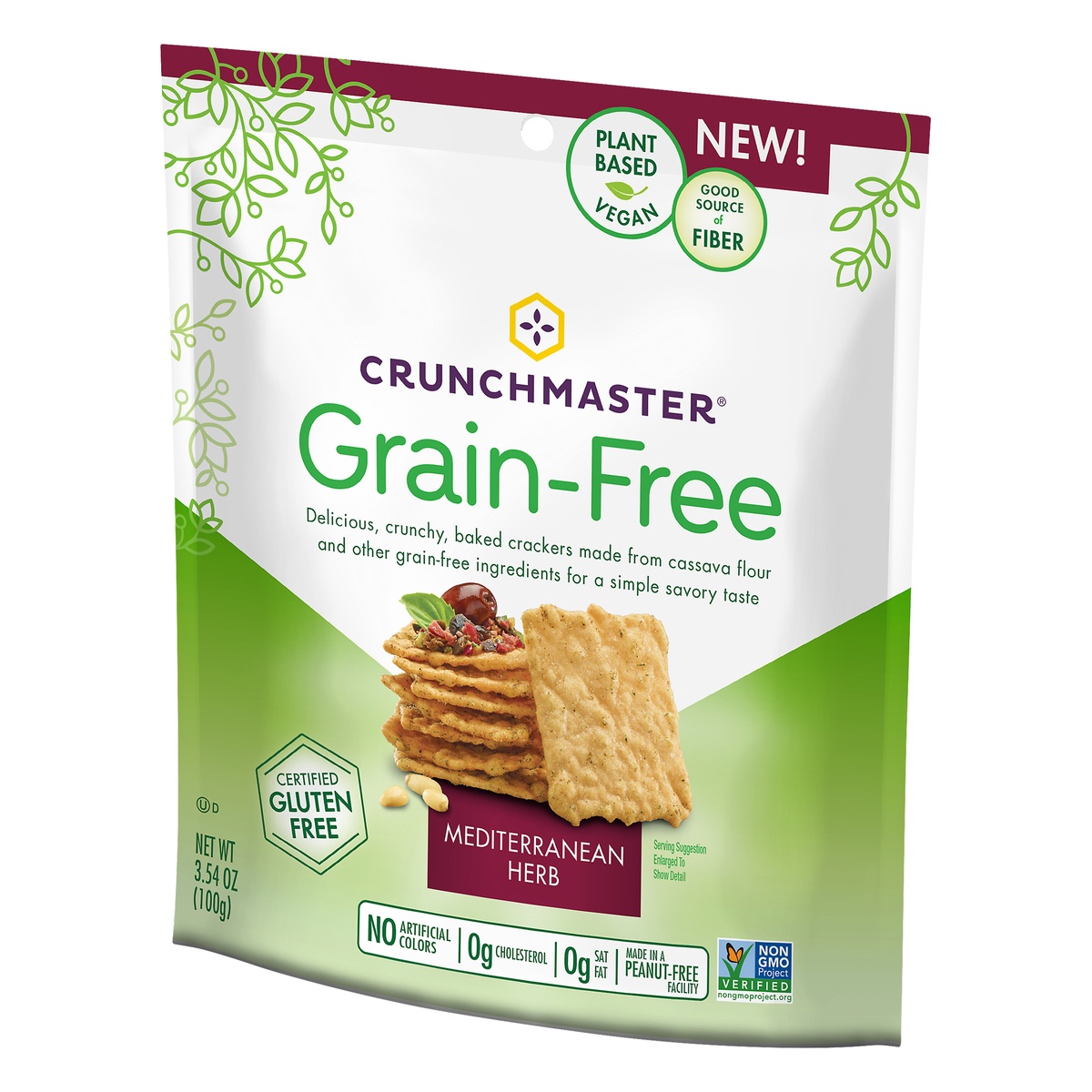 slide 3 of 7, Crunchmaster Grain Free Mediterranean Herb Crackers, 3.54 oz