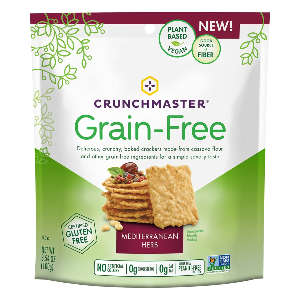 slide 1 of 7, Crunchmaster Grain Free Mediterranean Herb Crackers, 3.54 oz