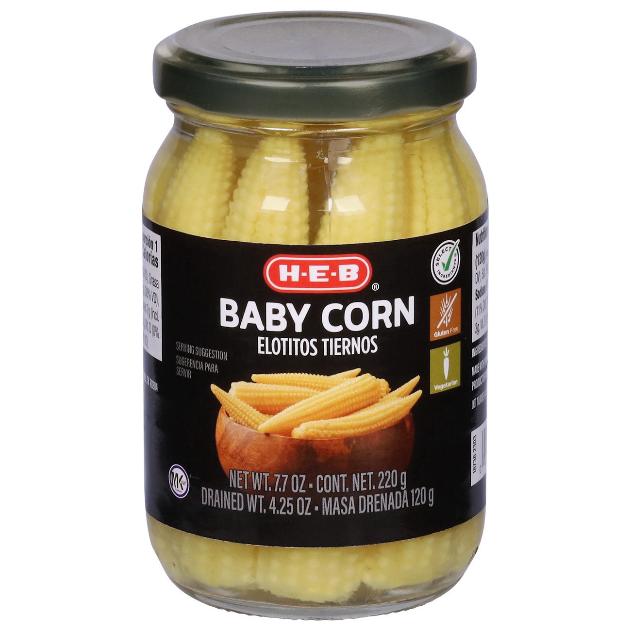 slide 1 of 1, H-E-B Baby Corn, 7.7 oz