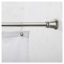 Zenna Home NeverRust Adjustable Tension Decorative Shower Rod, 50 to 86 Inches, with Bell-Shaped Finials, Brushed Nickel