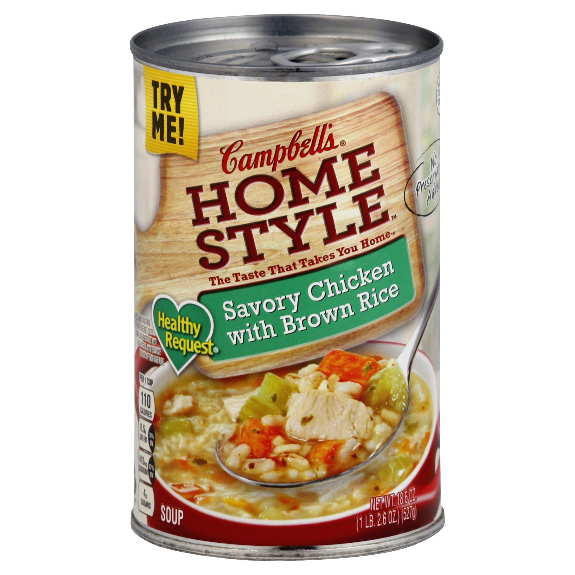 slide 1 of 5, Campbell's Homestyle Healthy Request Soup, Savory Chicken Soup with Brown Rice, 18.6 Oz Can, 18.6 oz
