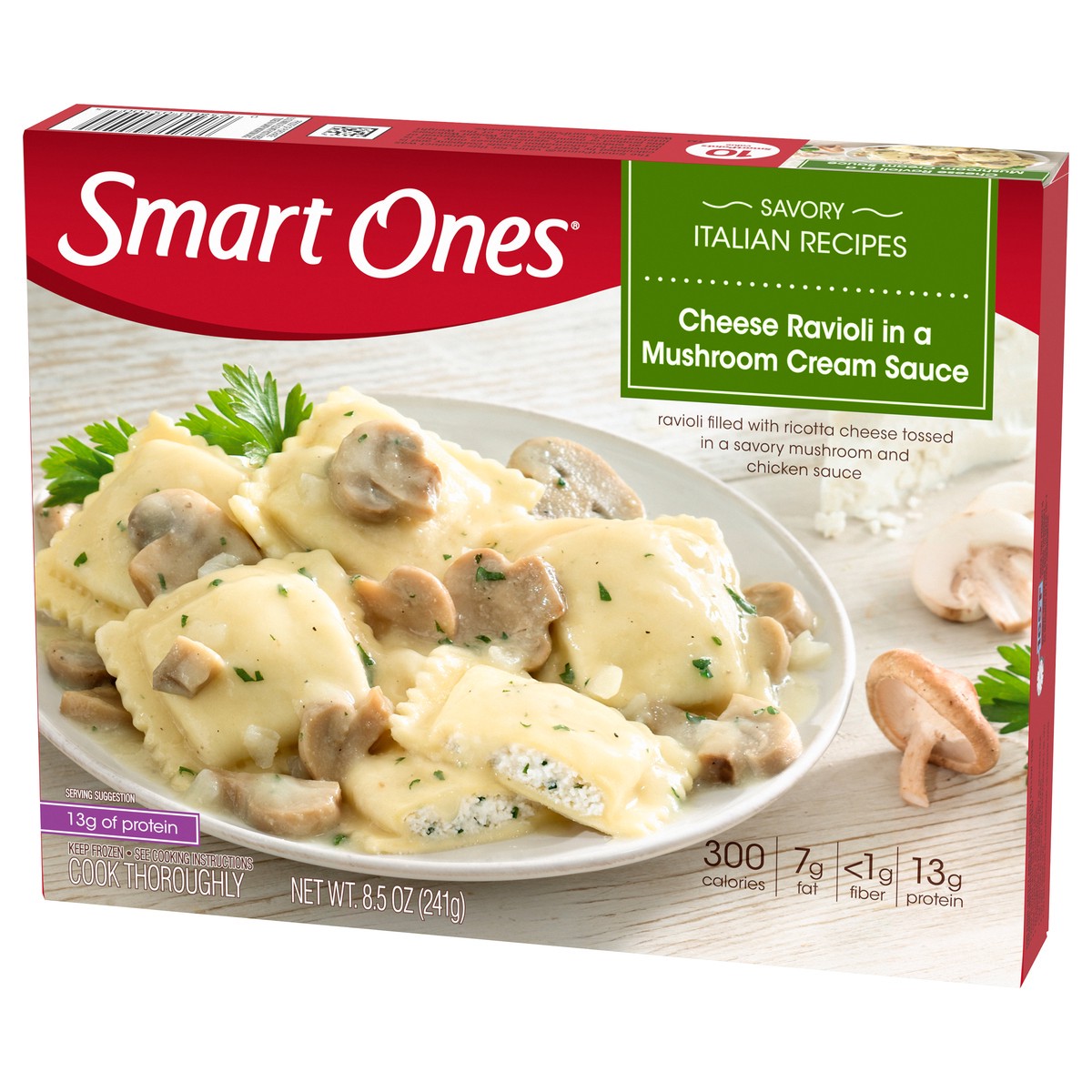 slide 5 of 13, Smart Ones Three Cheese Ravioli in a Mushroom Cream & Chicken Sauce Frozen Meal, 8.5 oz Box, 8.5 oz