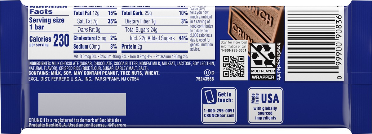 slide 8 of 9, Crunch Nestle Crunch Bar Single, 1.55 oz