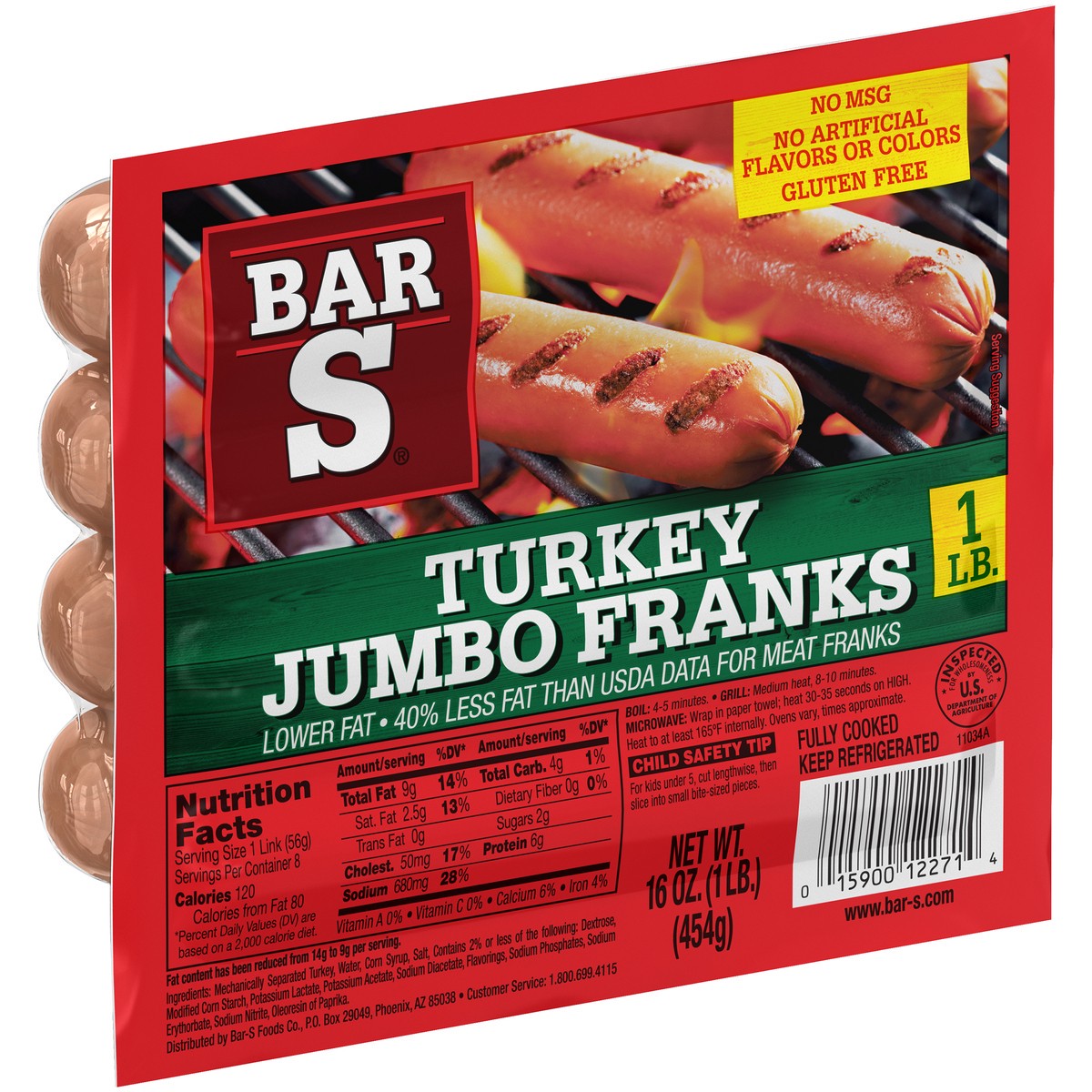 slide 5 of 9, Bar-S Turkey Jumbo Franks 1 lb. Pack, 16 oz