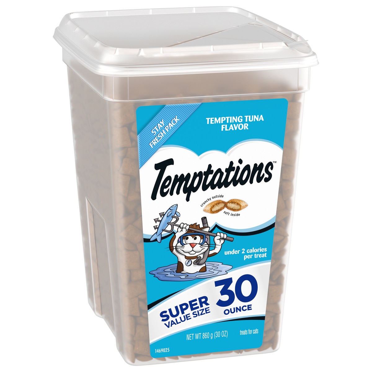 slide 3 of 4, TEMPTATIONS Cat Treats, Tempting Tuna Flavor Tub, 30 oz