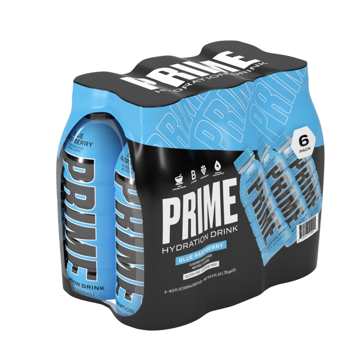 slide 1 of 1, Prime Hydration Blue Raspberry 6 Pack 16.9Oz, 6 ct