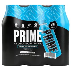 Prime Hydration Blue Raspberry 6 Pack 16.9Oz
