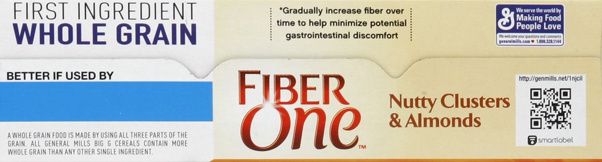 slide 2 of 6, Fiber One General Mills Fiber One Nutty Clusters & Almonds Cereal, 16.1 oz