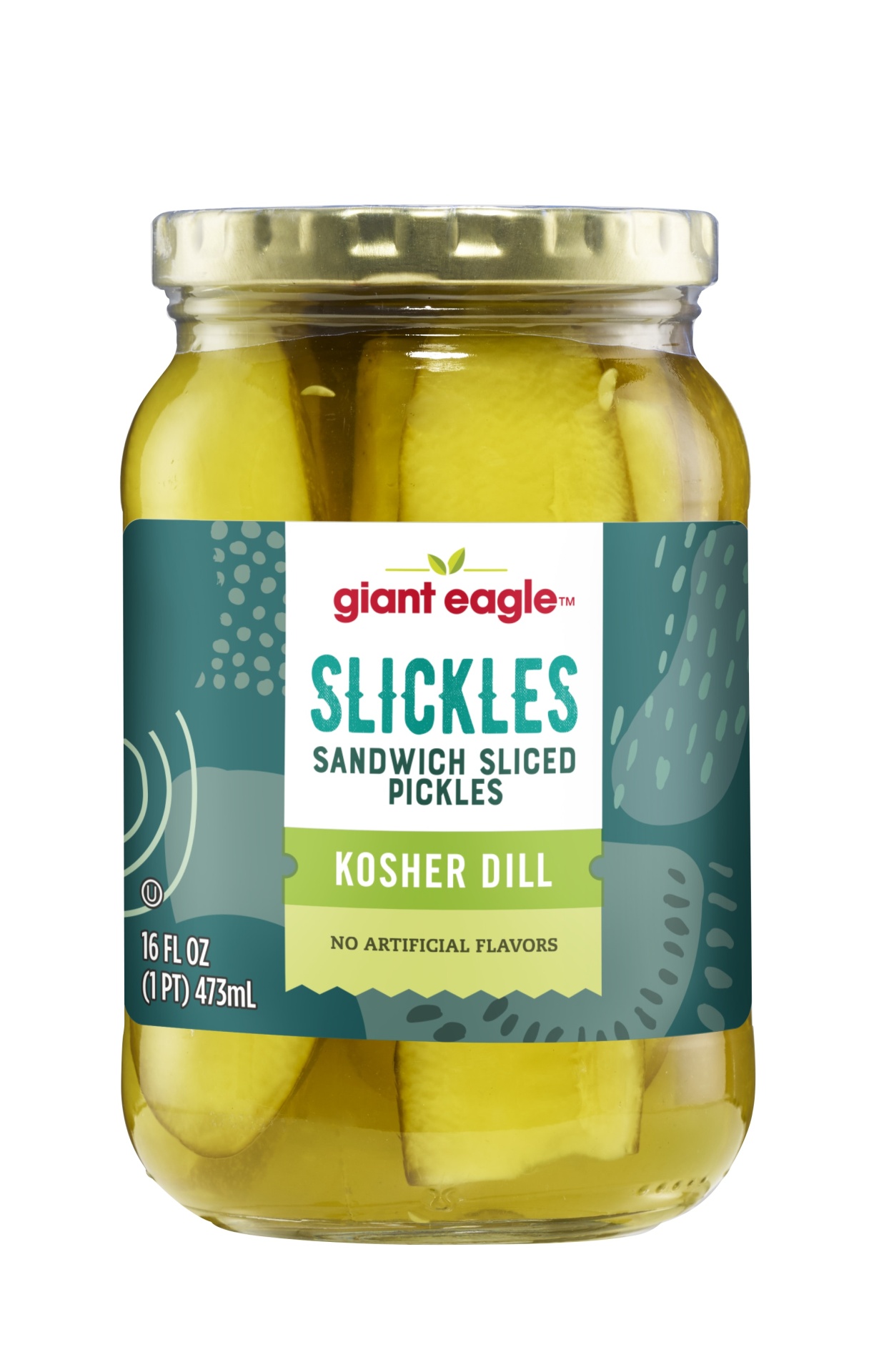 slide 1 of 1, Giant Eagle Slickles Sandwich Sliced Pickles, Kosher Dill, 16 oz