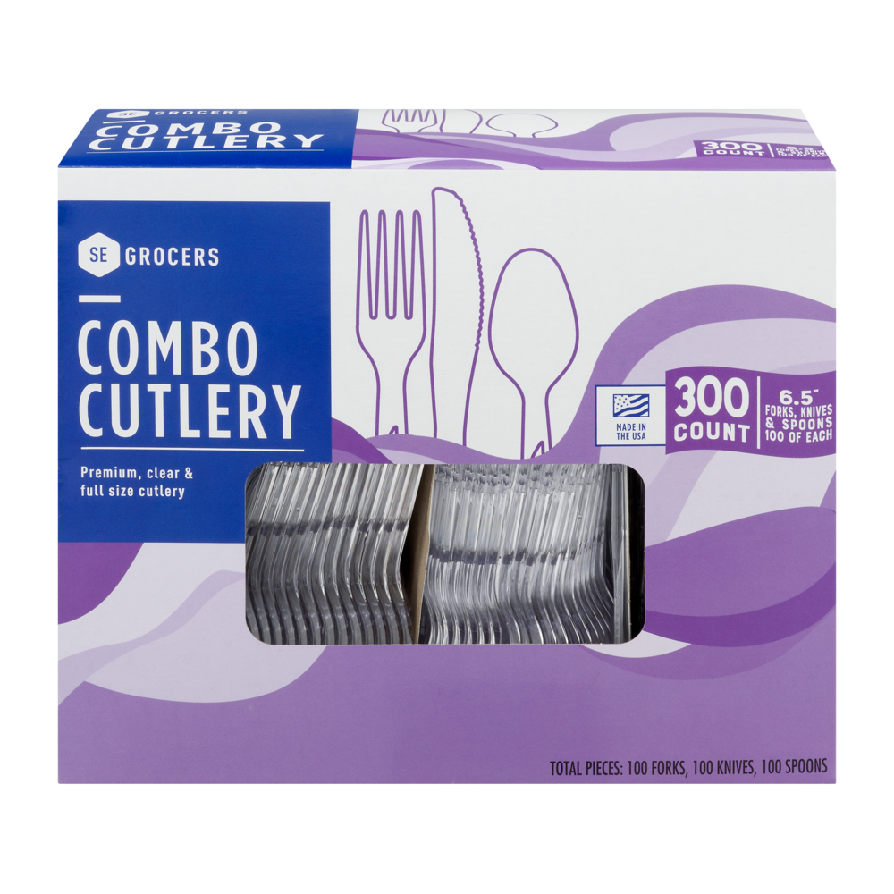 slide 1 of 1, SE Grocers Premium, Clear & Full Size Combo Cutlery - 300 CT, 300 ct