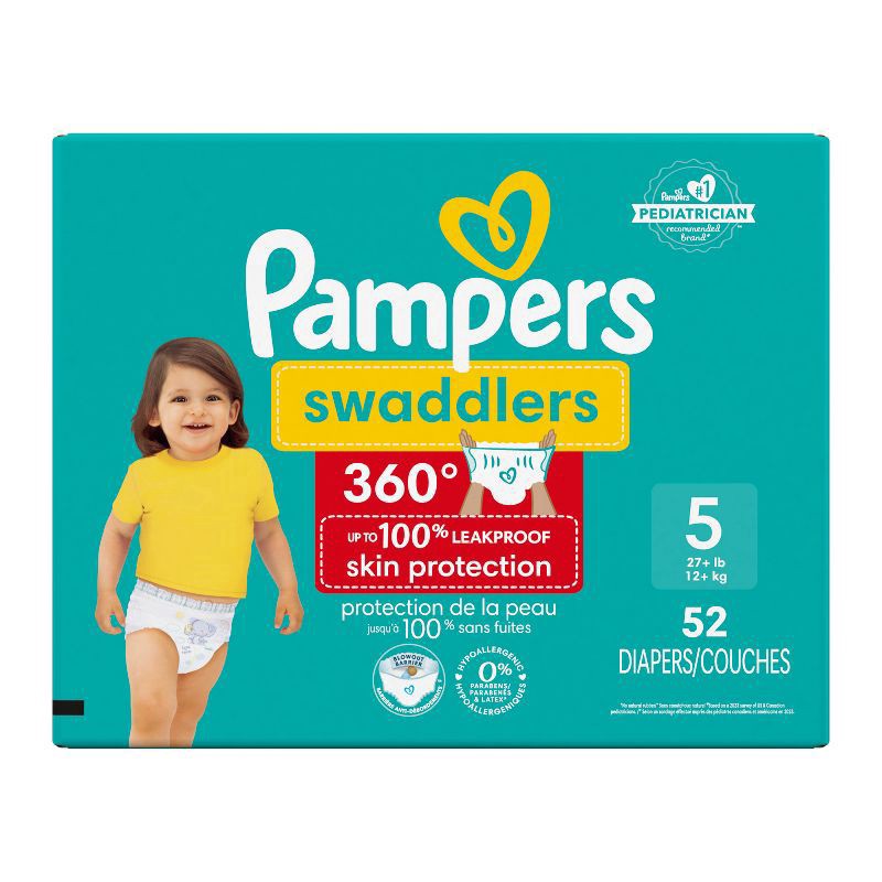 slide 2 of 12, Pampers Swaddlers 360 Pull-On Diapers, Size 5, 52 Count for up to 100% Leakproof Skin Protection and Easy Changes, 52 ct
