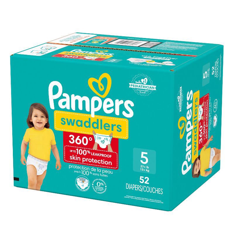 slide 7 of 12, Pampers Swaddlers 360 Pull-On Diapers, Size 5, 52 Count for up to 100% Leakproof Skin Protection and Easy Changes, 52 ct