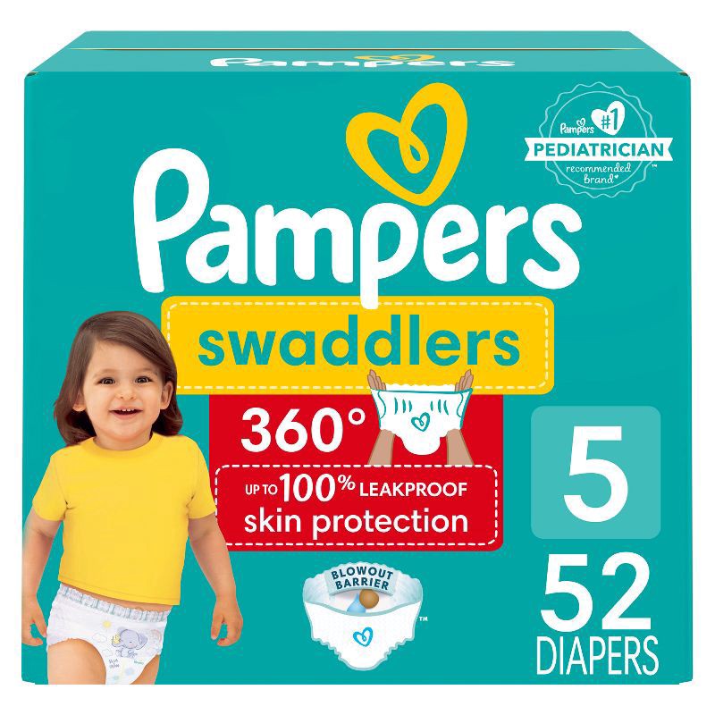 slide 1 of 12, Pampers Swaddlers 360 Pull-On Diapers, Size 5, 52 Count for up to 100% Leakproof Skin Protection and Easy Changes, 52 ct