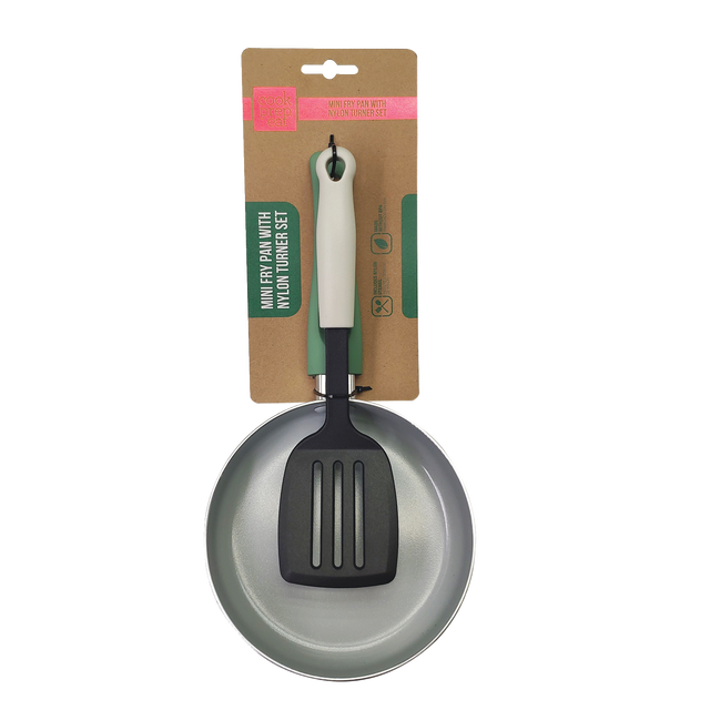 slide 1 of 1, CREATIVE HOME Mini Fry Pan W/ Turner Set Green, 1 ct