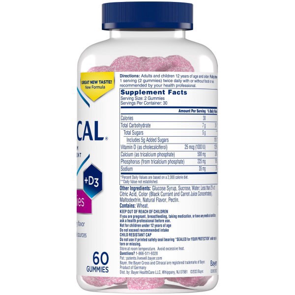 slide 29 of 29, Citracal Natural Raspberry Flavor Calcium Supplement 60 Gummies, 60 ct