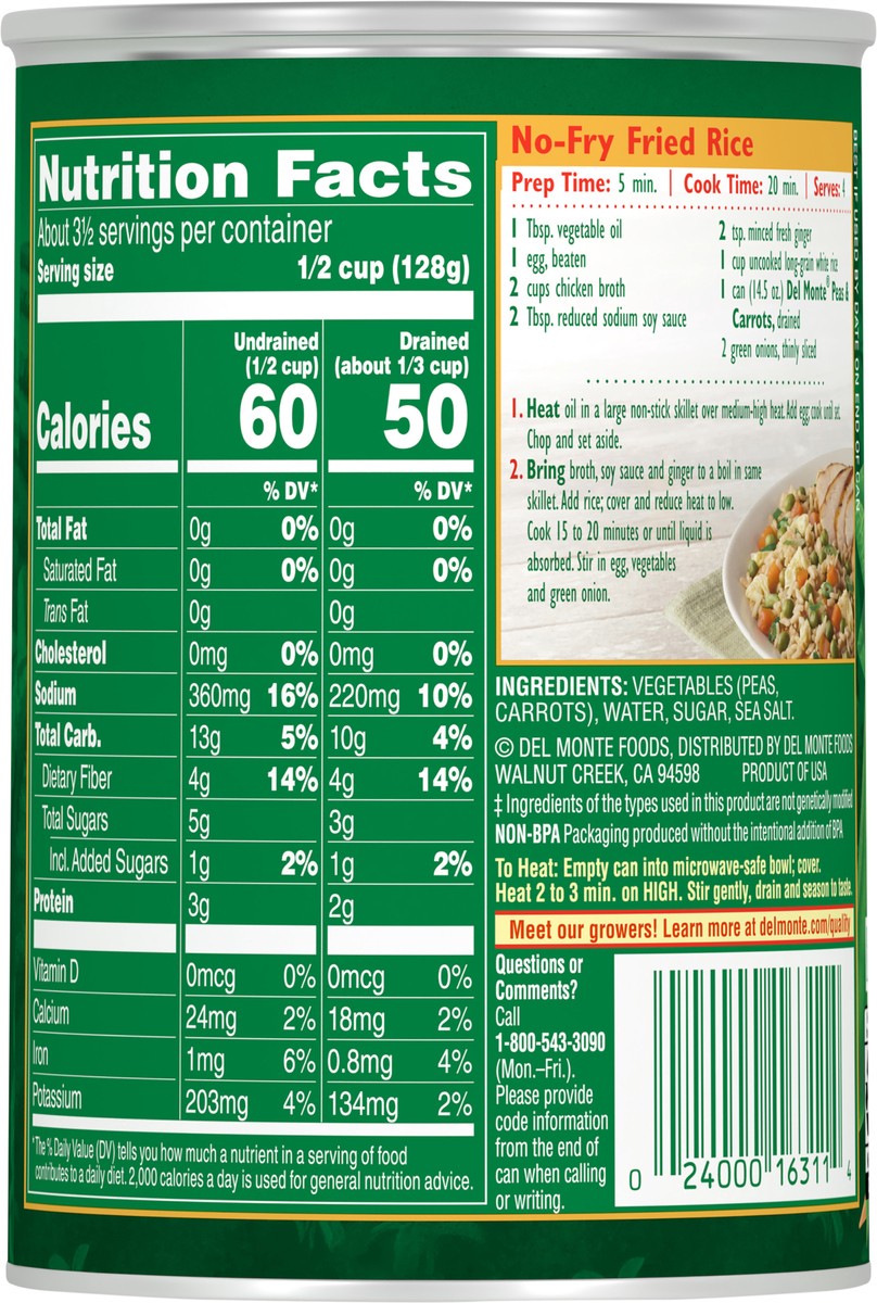 slide 10 of 11, Del Monte Harvest Selects Peas & Carrots 14.5 oz Can, 14.5 oz