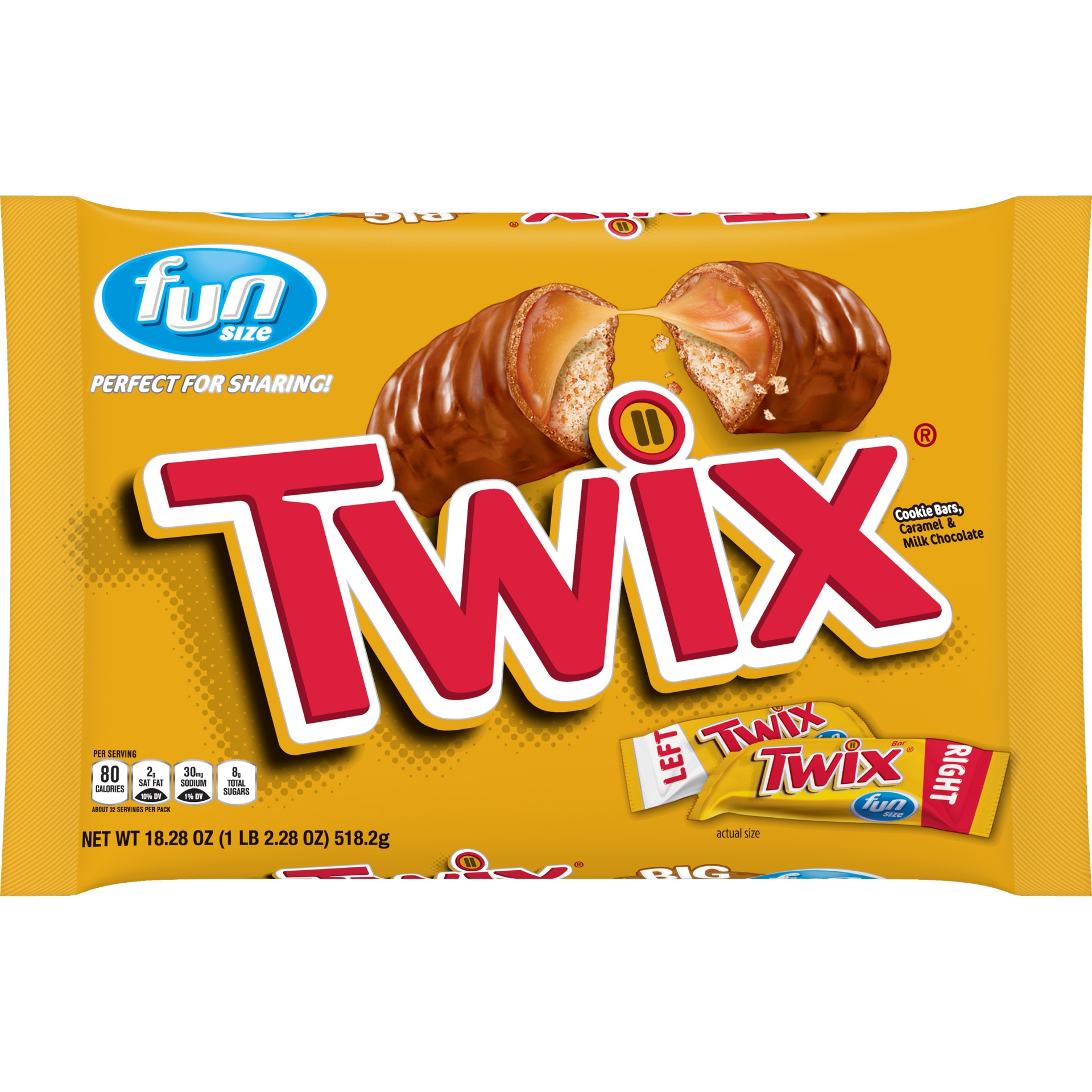 slide 1 of 1, TWIX Cookie Bars, Caramel & Milk Chocolate, Fun Size, 18.2 oz