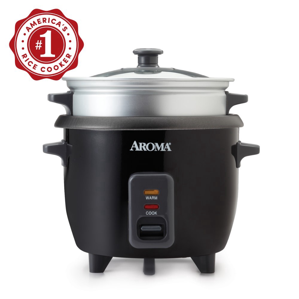 slide 3 of 3, Aroma Rice Cooker & Steam Tray 6. Cup - Black, 1 ct