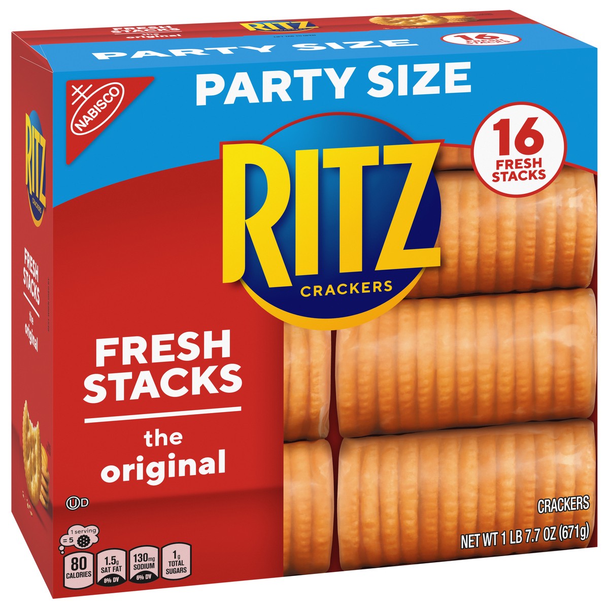 slide 3 of 9, RITZ Fresh Stacks Original Crackers, Party Size, 23.7 oz (16 Stacks), 23.7 oz