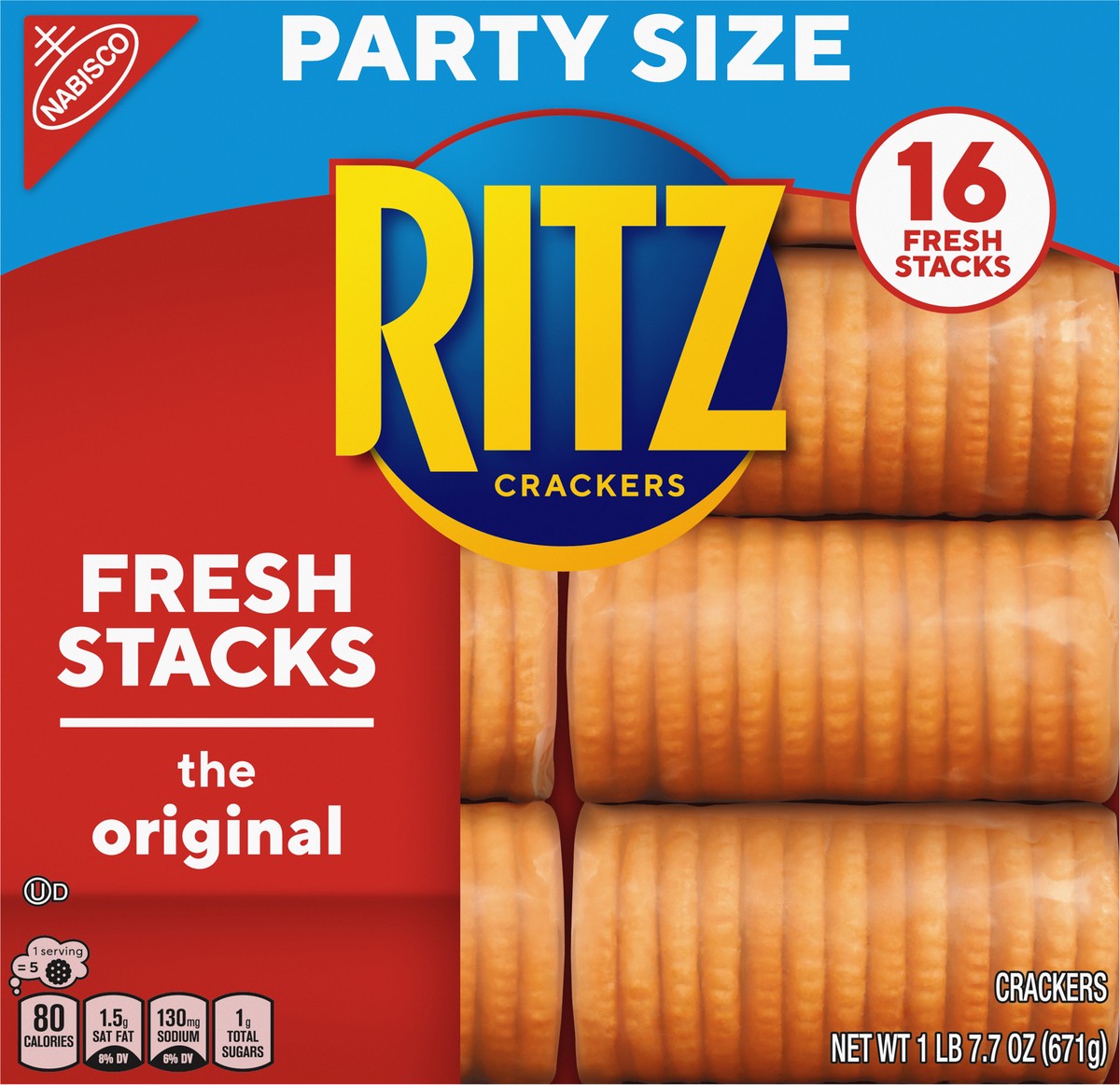 slide 2 of 9, RITZ Fresh Stacks Original Crackers, Party Size, 23.7 oz (16 Stacks), 23.7 oz