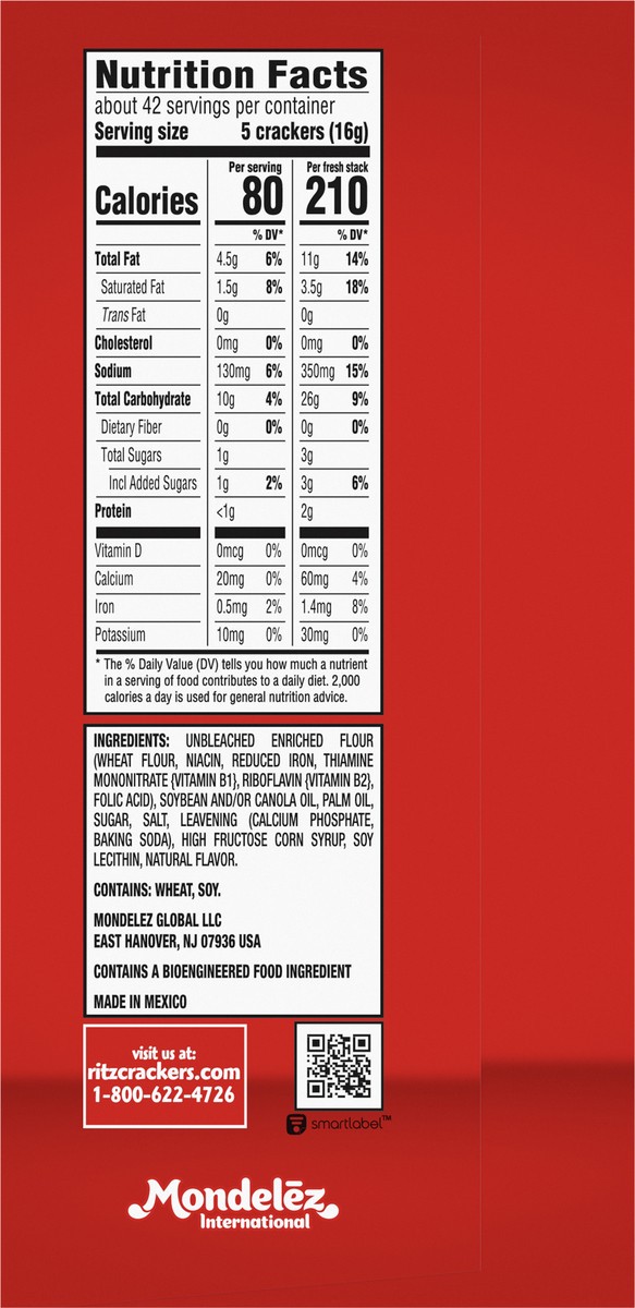 slide 8 of 9, RITZ Fresh Stacks Original Crackers, Party Size, 23.7 oz (16 Stacks), 23.7 oz