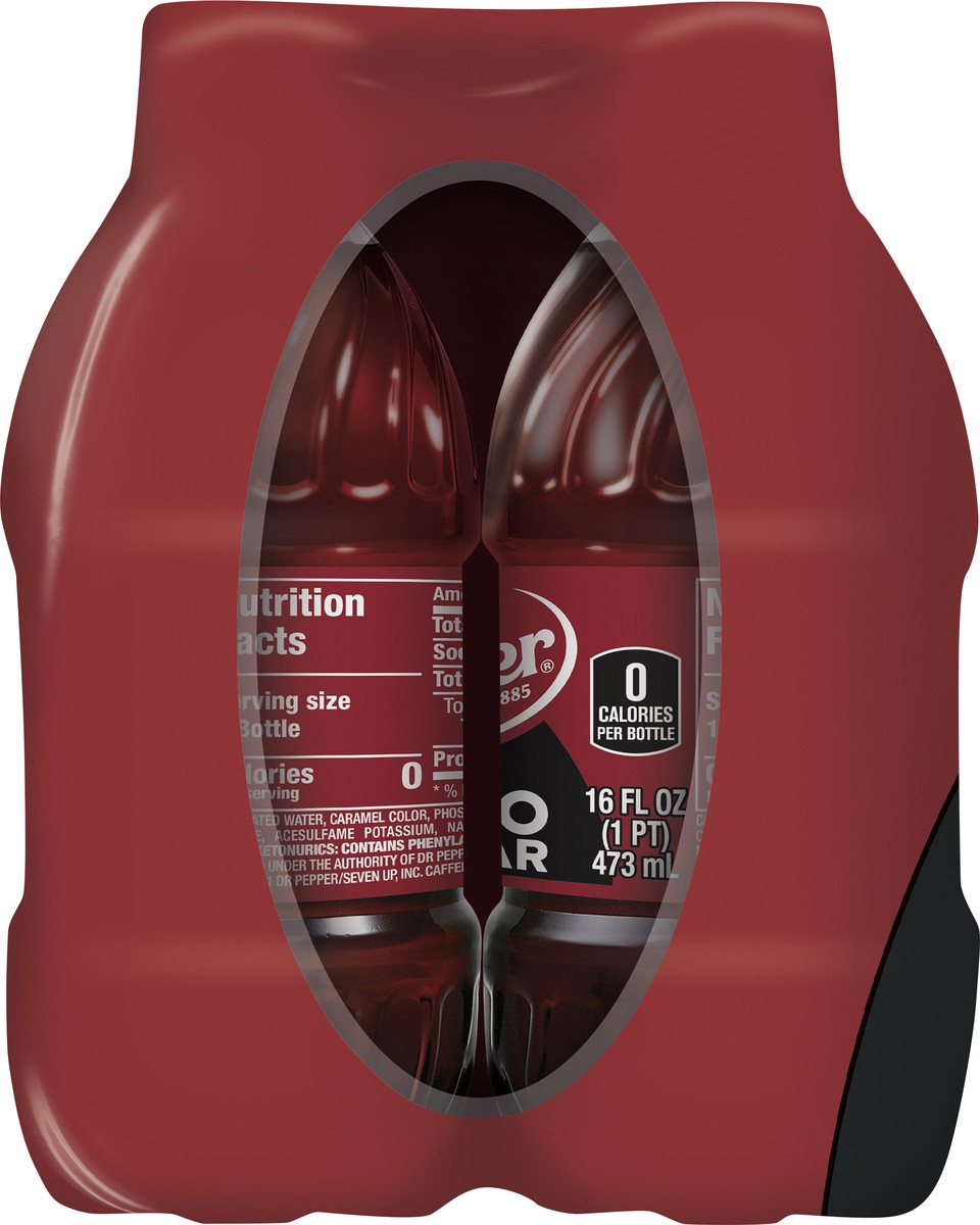 slide 3 of 12, Dr Pepper Zero Sugar Soda, 16 fl oz bottles, 6 pack, 6 ct