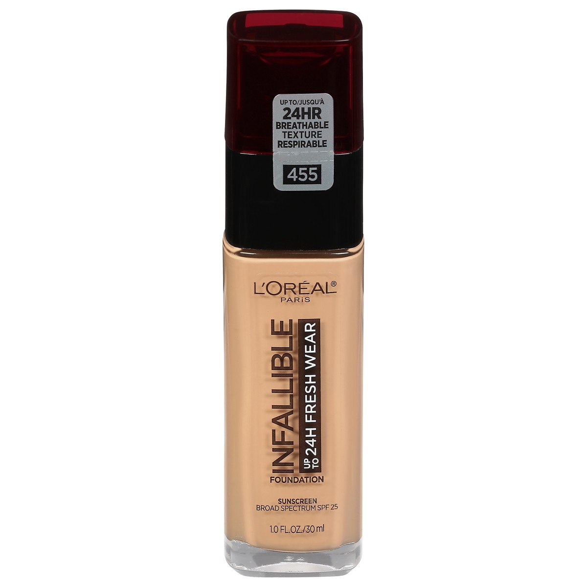 slide 1 of 12, L'Oréal Infallible Broad Spectrum SPF 25 Natural Buff 455 Foundation 1.0 fl oz, 1 fl oz