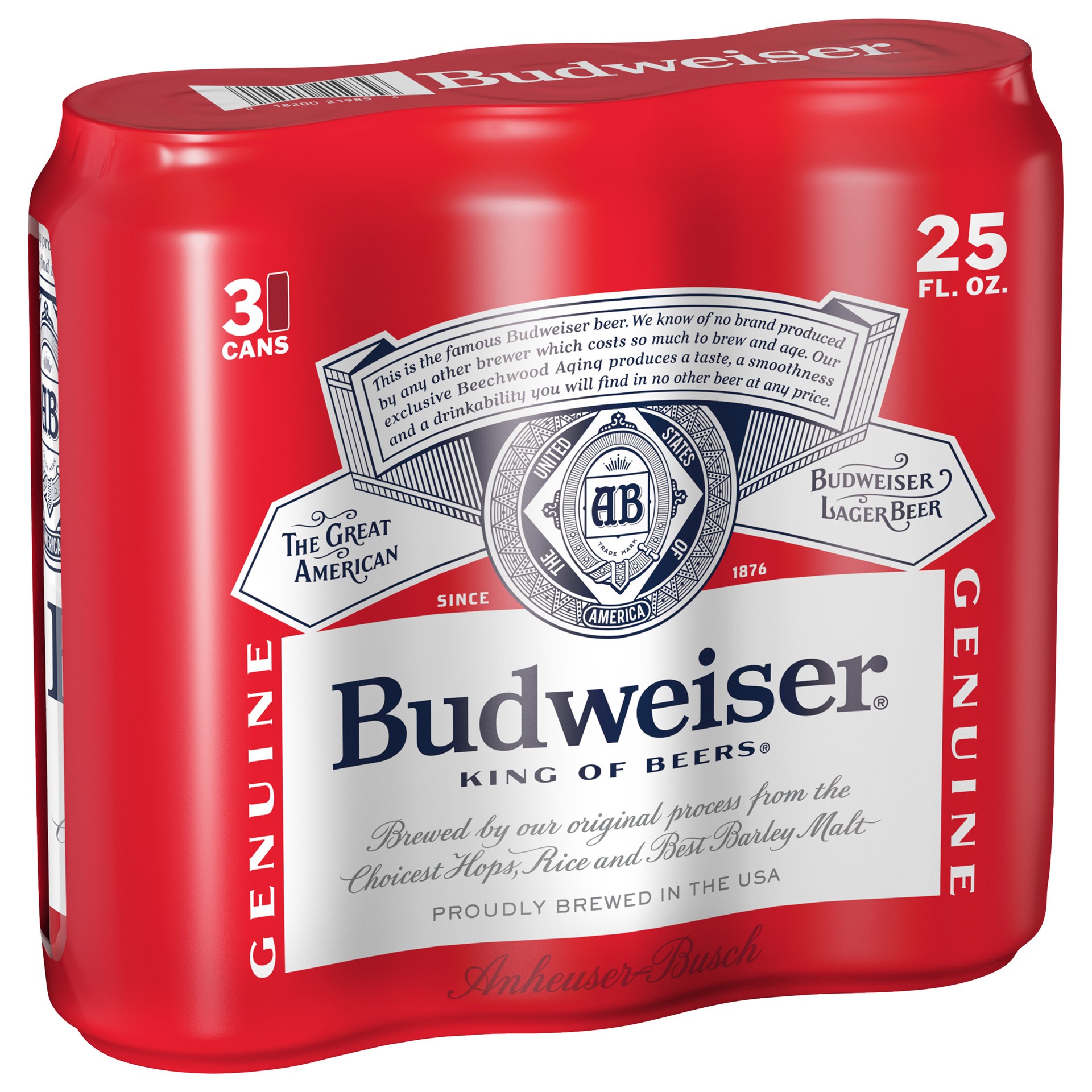 slide 5 of 5, Budweiser Lager Beer 3 - 25 fl oz Cans, 3 ct; 25 oz