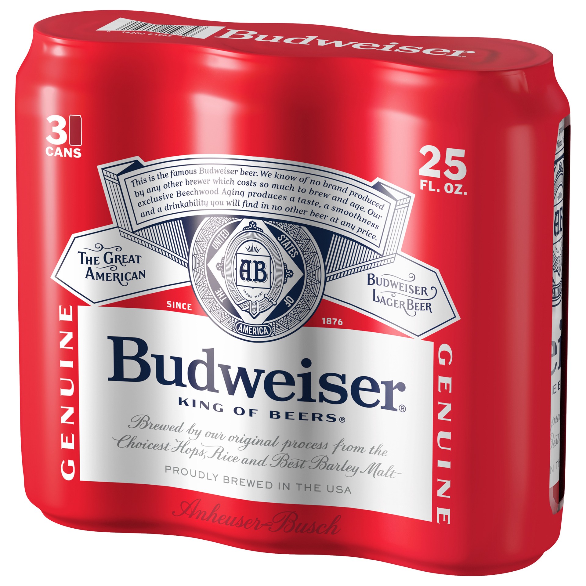 slide 4 of 5, Budweiser Lager Beer 3 - 25 fl oz Cans, 3 ct; 25 oz