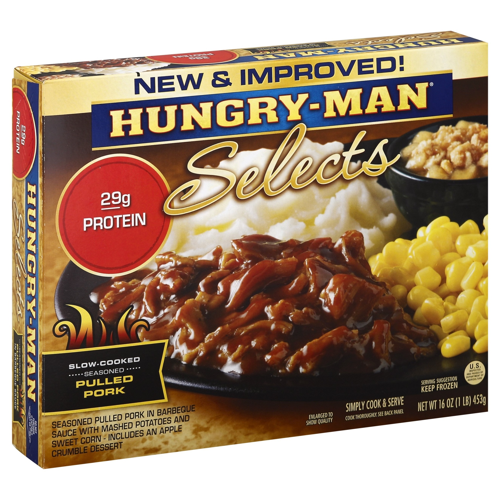 slide 1 of 4, Hungry-Man Selects Slow-Cooked Seasoned Pulled Pork, 16 oz