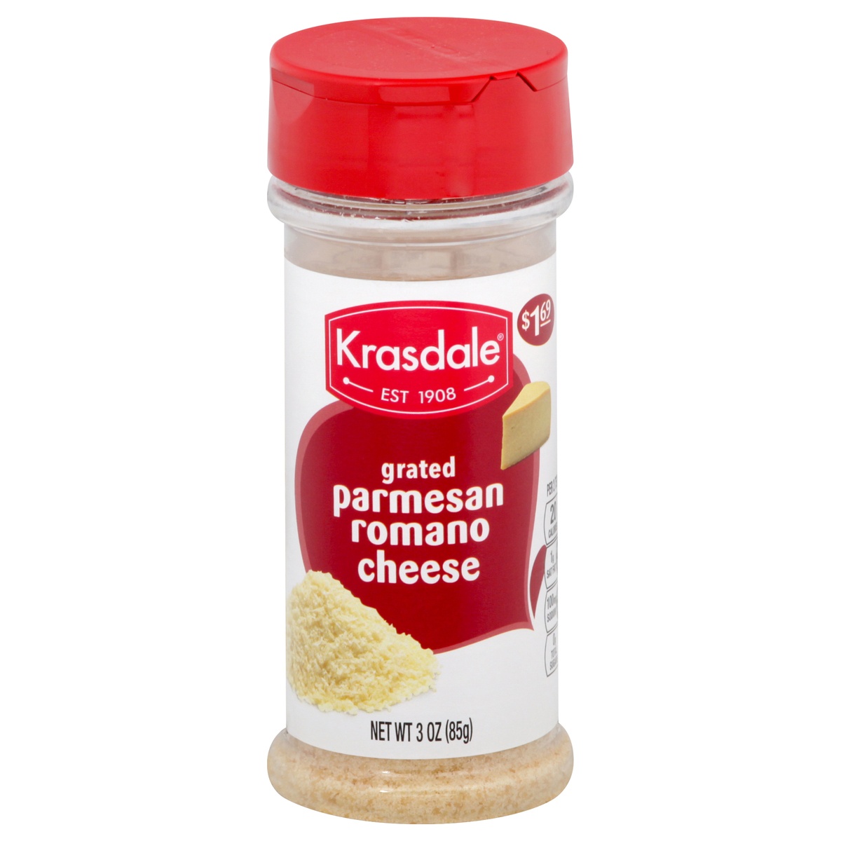 slide 1 of 1, Krasdale Grated Parmesan Romano Cheese, 3 oz