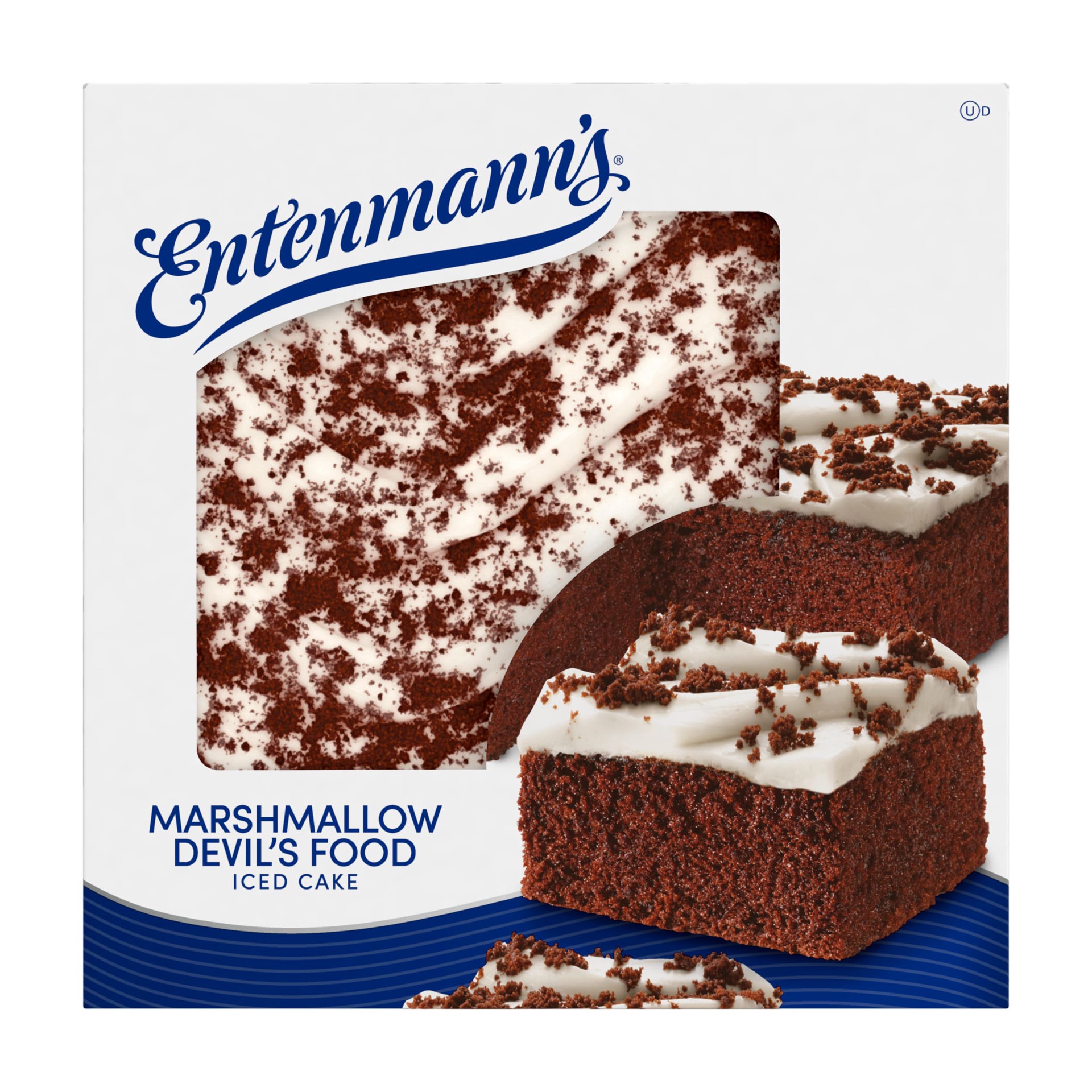 slide 1 of 5, Entenmann's Marshmallow Devil's Food Iced Cake, 19 oz, Chocolate & Vanilla Cakes, Box, 19 oz