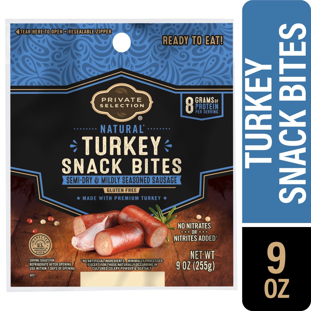 slide 1 of 4, Private Selection Natural Turkey Snack Bites, 9 oz