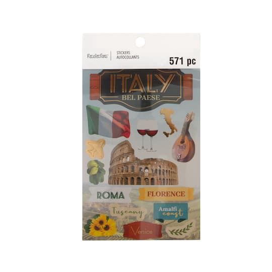 slide 1 of 7, Italy Sticker Book By Recollections, 4 in x 7 in