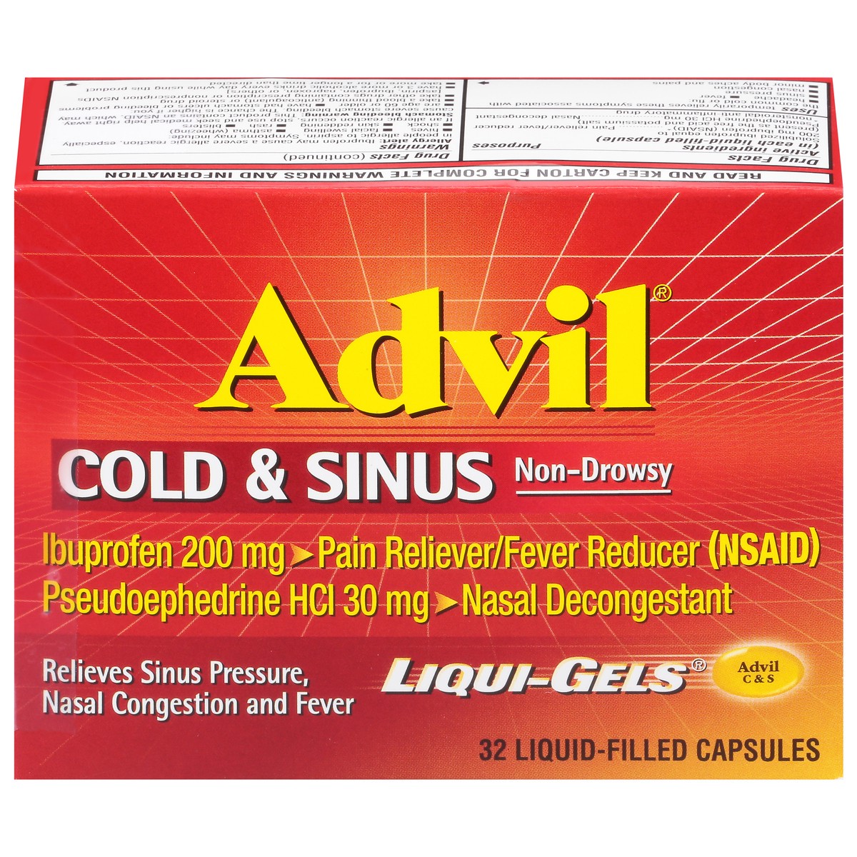 slide 1 of 10, Advil Liqui-Gels Non-Drowsy Cold & Sinus 32 ea, 32 ct