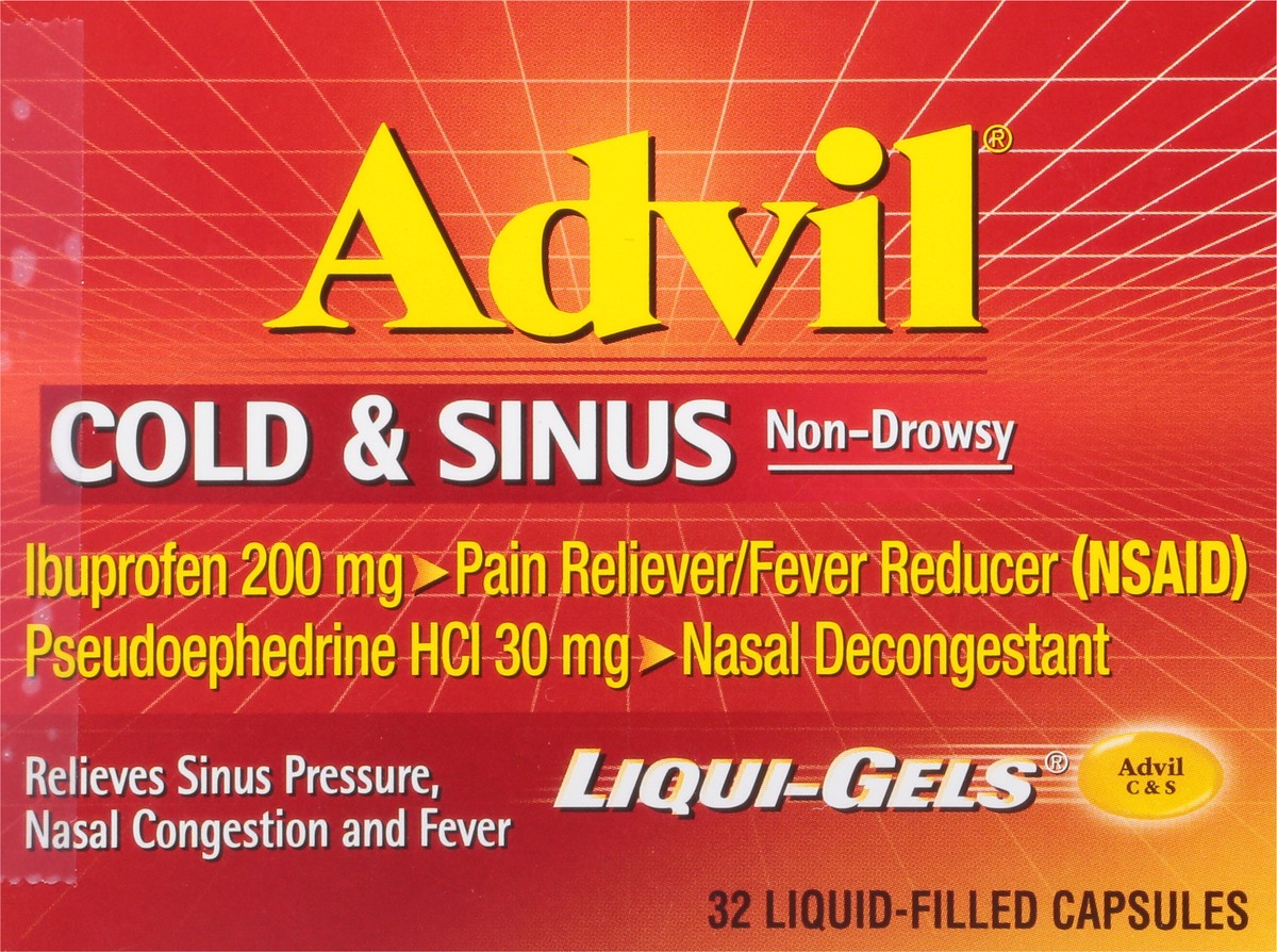 slide 8 of 10, Advil Liqui-Gels Non-Drowsy Cold & Sinus 32 ea, 32 ct