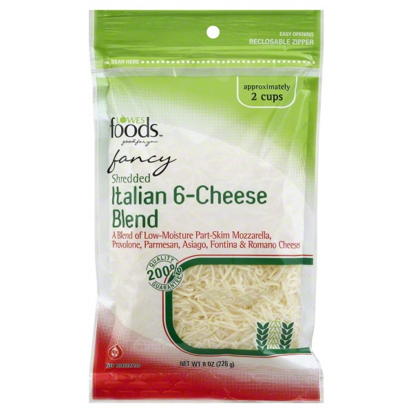 slide 1 of 1, Lowes Foods Fancy Shredded Italian Six Cheese, 8 oz