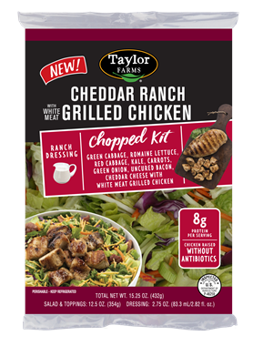 slide 1 of 1, Taylor Farms Cheddar Ranch With Grilled Chicken Chopped Salad Kit, 15.25 oz