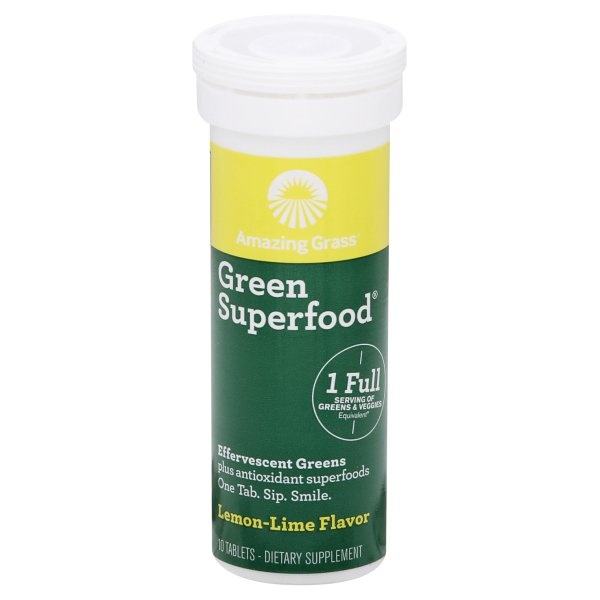 slide 1 of 1, Amazing Grass Green Superfood Lemon Lime Effervescent Greens Tablets, 10 ct