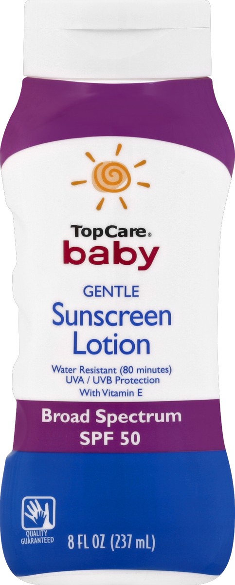 slide 5 of 6, TopCare Baby Gentle Sunscreen Lotion SPF 50, 8 fl oz