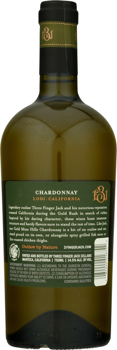 slide 9 of 9, Three Finger Jack Chardonnay, 750 ml