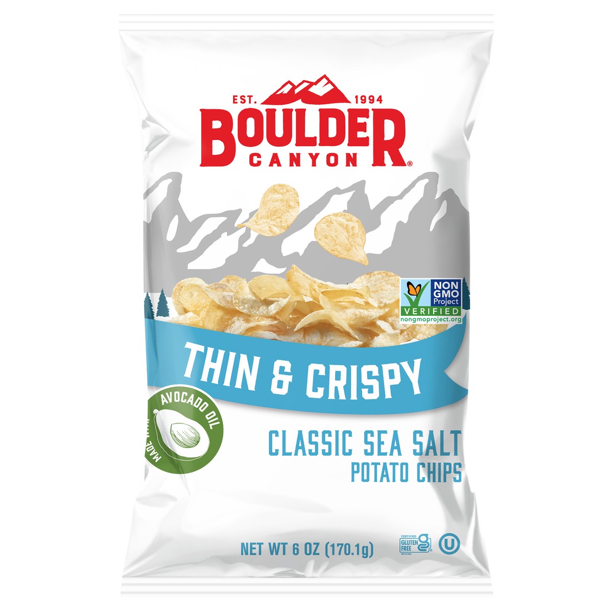 slide 1 of 9, Boulder Canyon Sea Salt Thin & Crispy Potato Chips - 6 oz, 1 ct