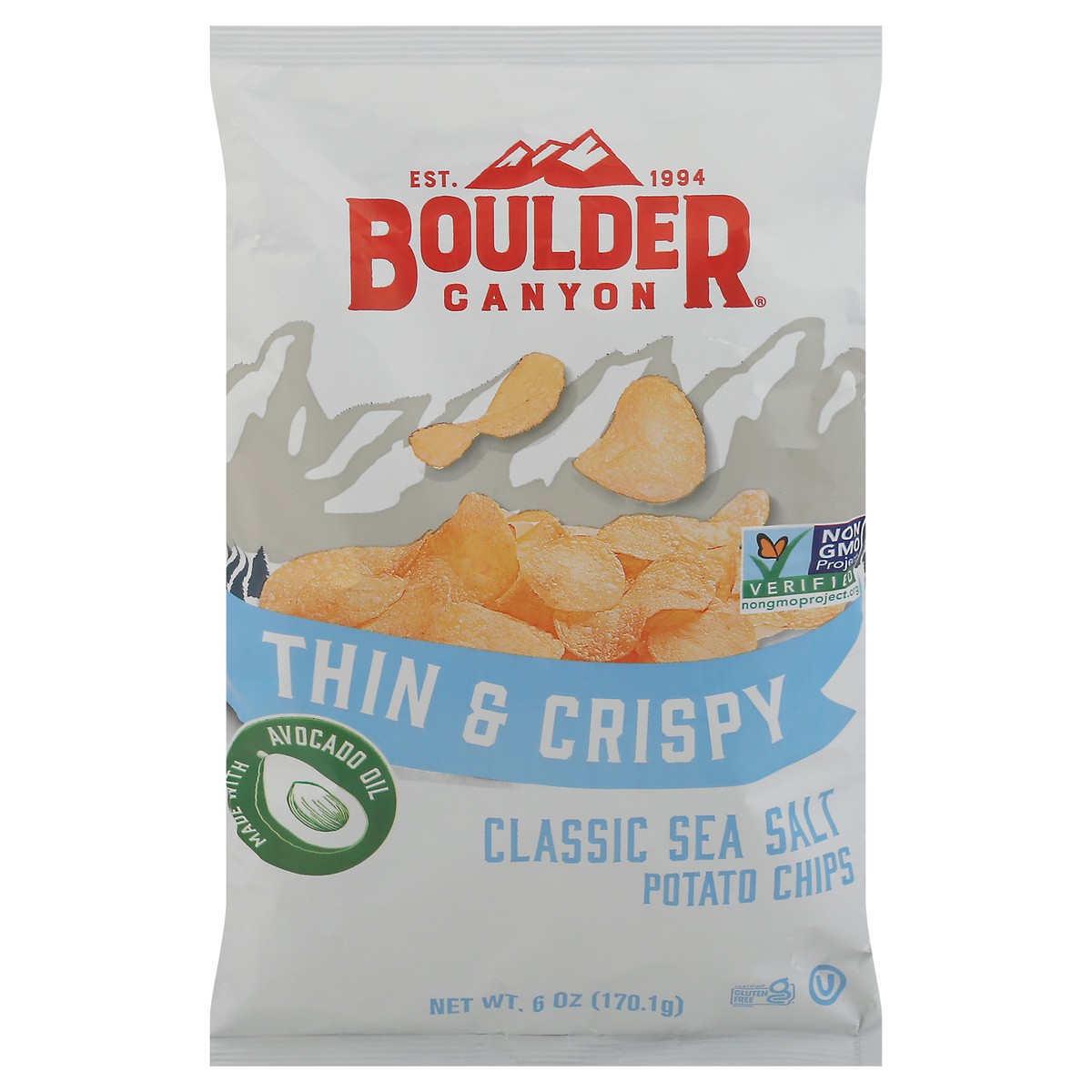 slide 1 of 9, Boulder Canyon Thin & Crispy Classic Sea Salt Potato Chips, 1 ct