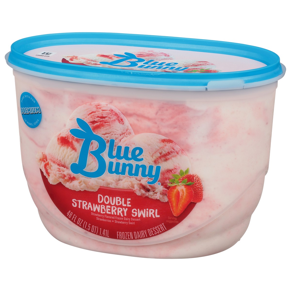 slide 4 of 10, Blue Bunny Premium Double Strawberry Swirl Frozen Dessert, 48 fl oz, 48 fl oz